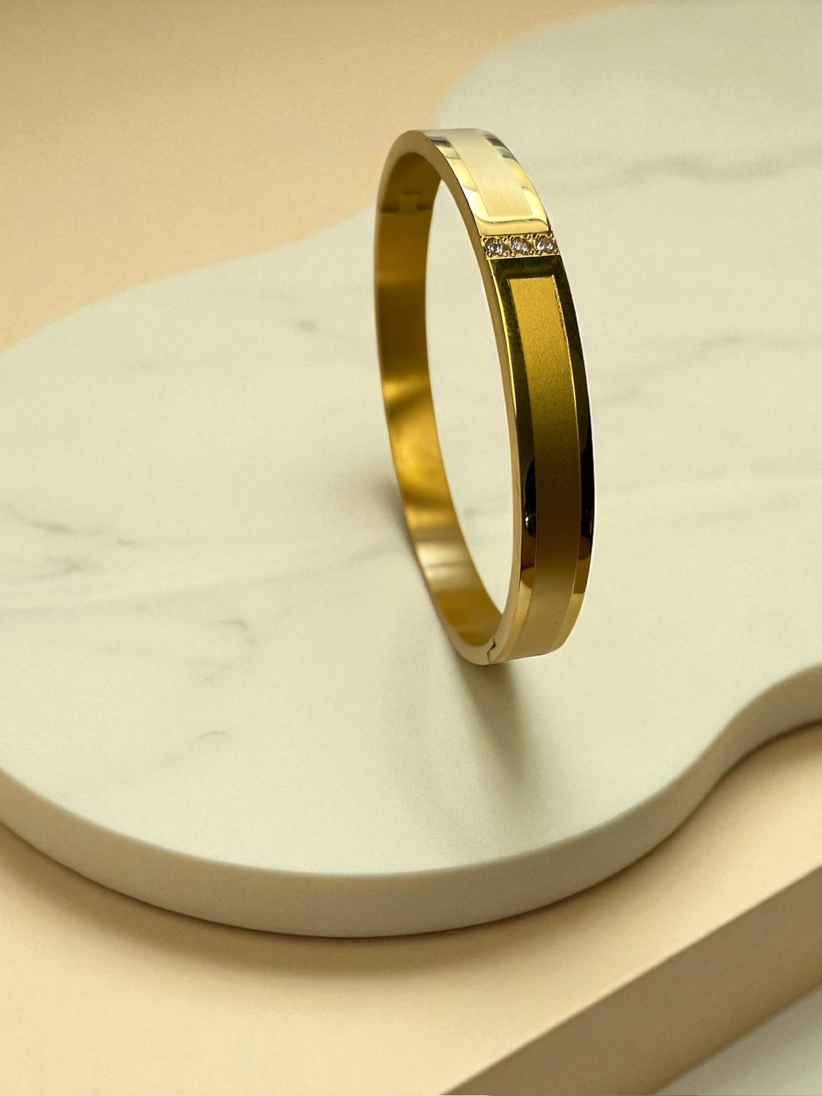 Gold-Plated Men’s Bracelet with three Diamond Accents