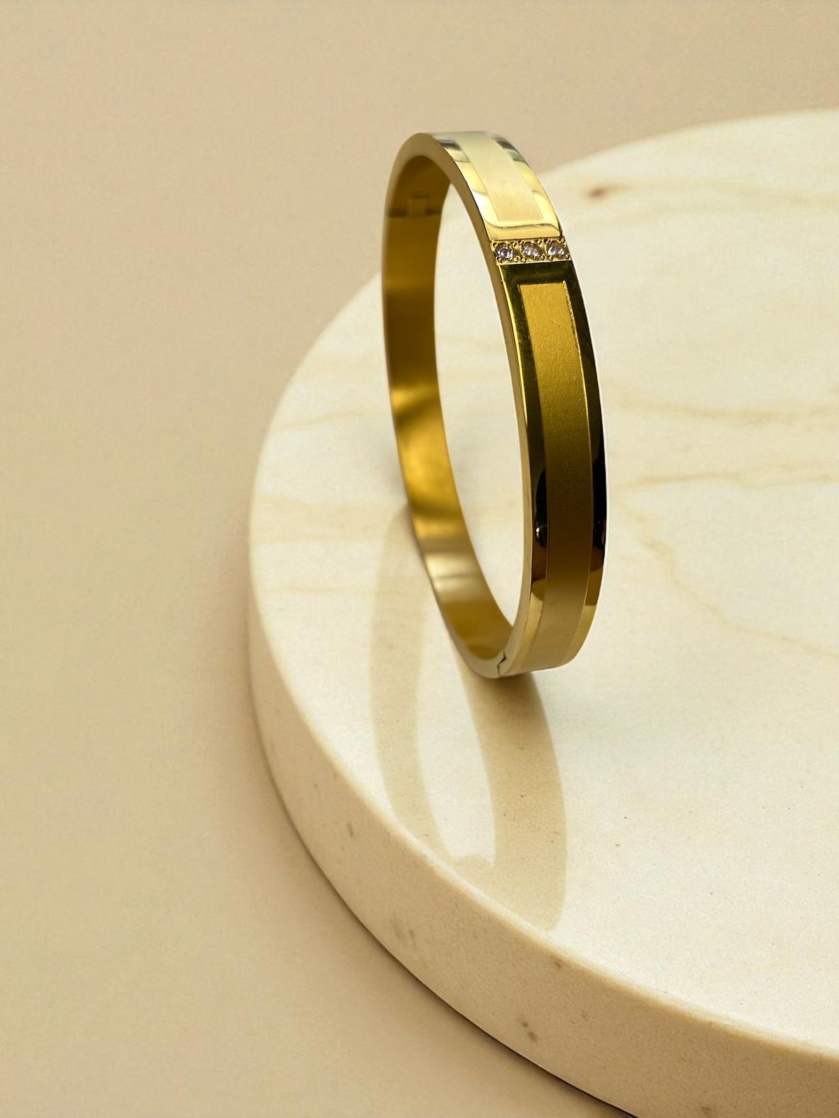 Gold-Plated Men’s Bracelet with three Diamond Accents