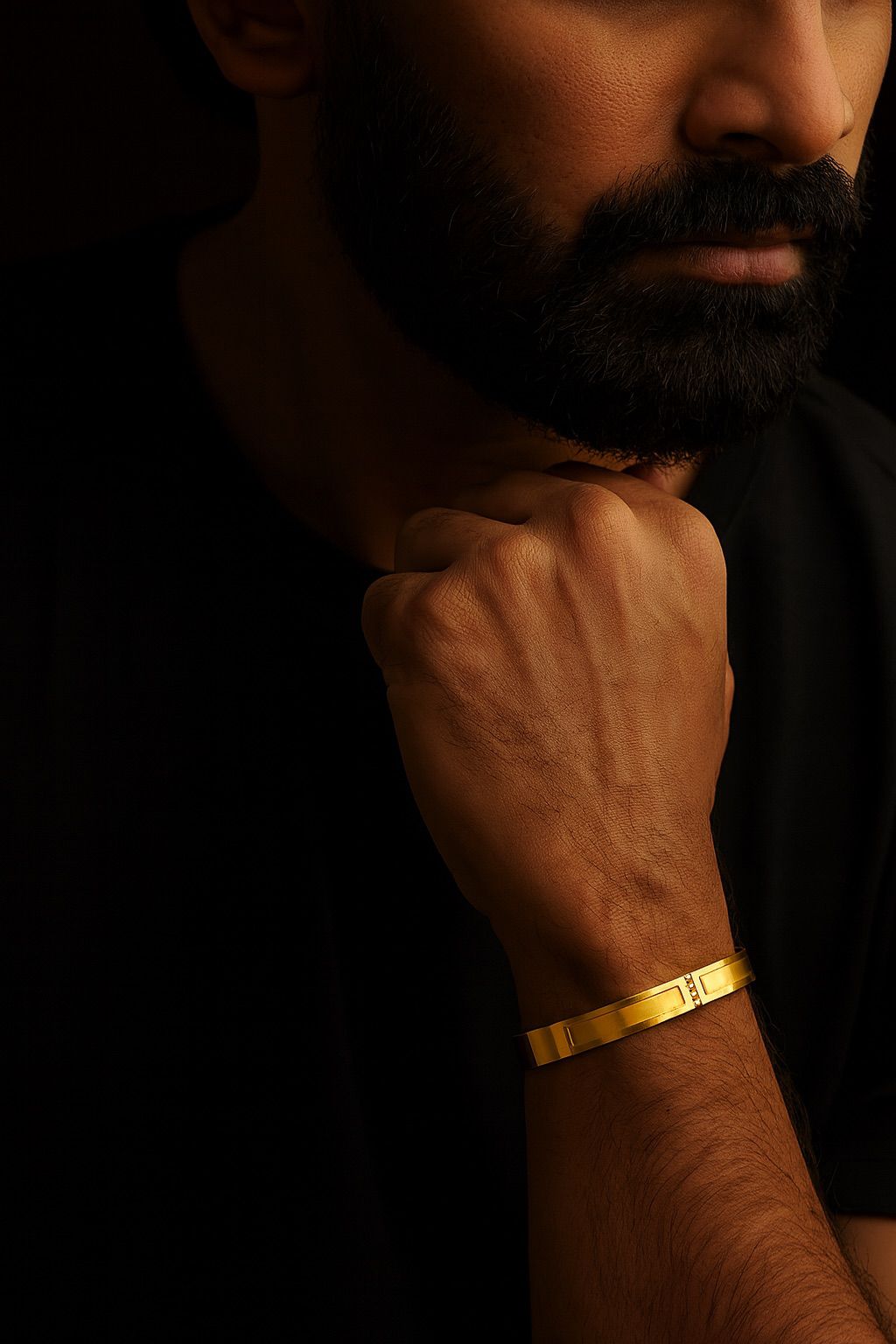 Gold-Plated Men’s Bracelet with three Diamond Accents