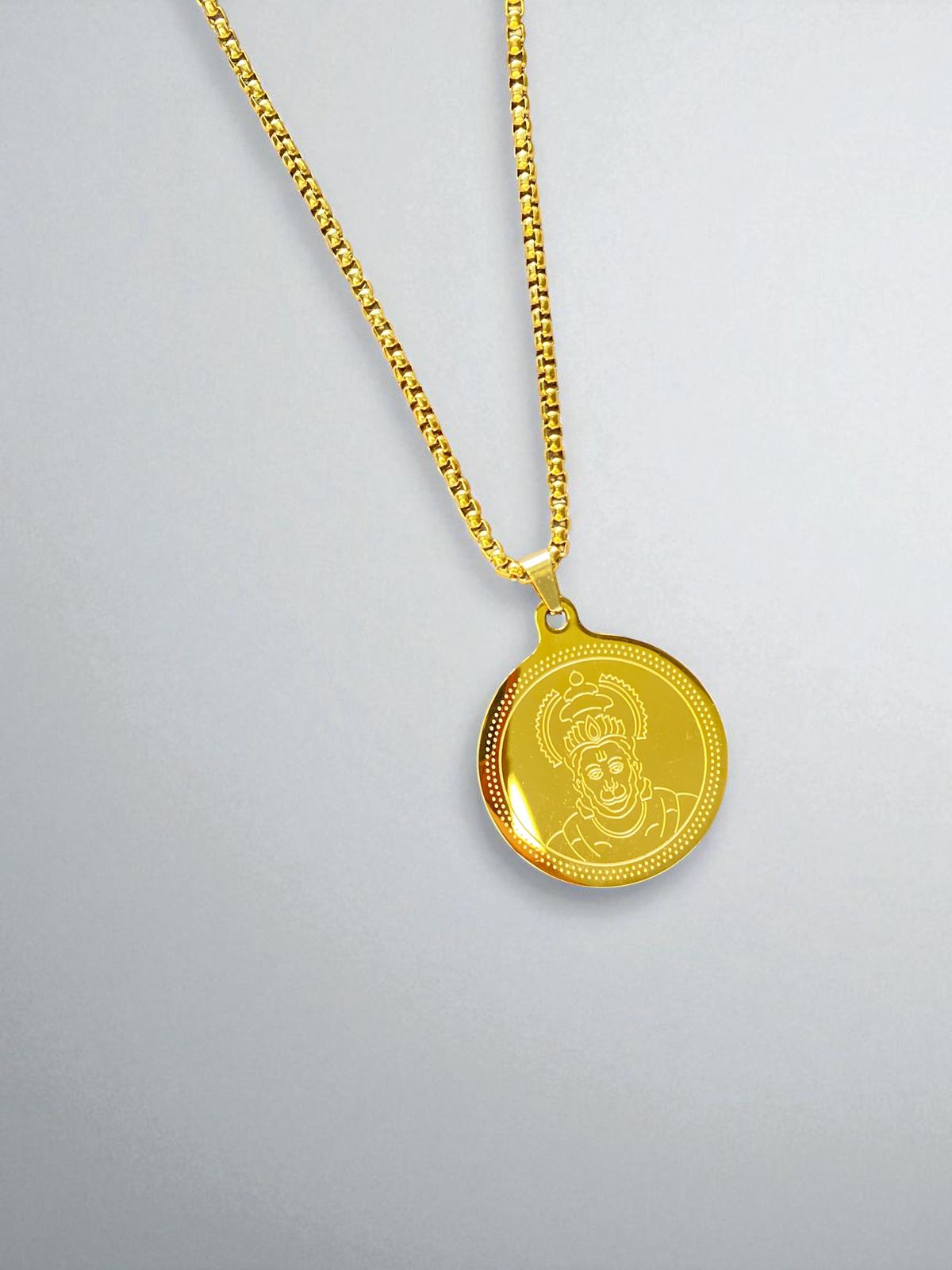Hanuman Gold Plated Pendant Chain For Men (24 Inch)