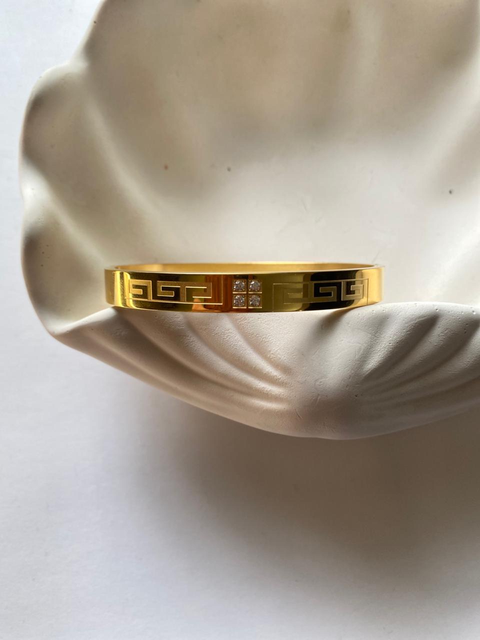 Regal Greek Key Gold Bracelet