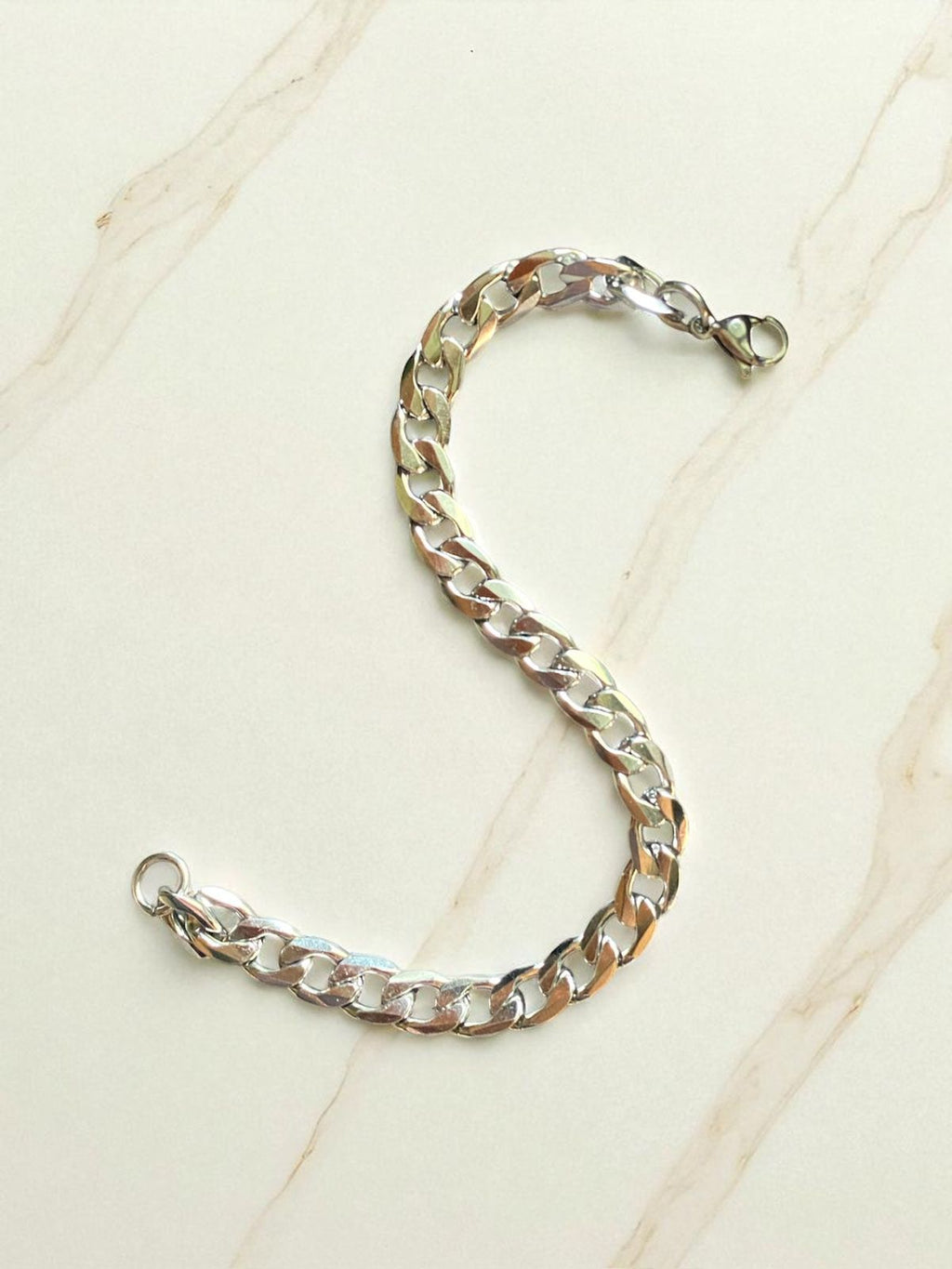 Classic Silver Curb Bracelet For Men (8.5 Inch)