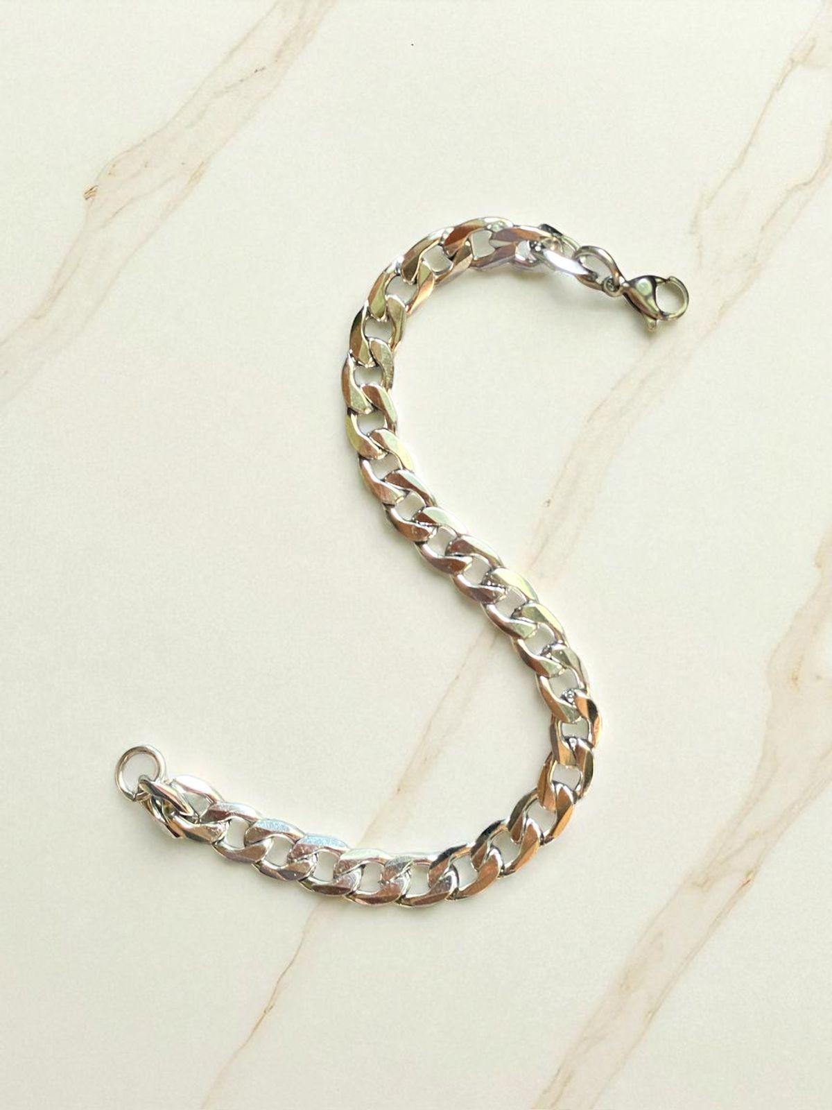 Classic Silver Curb Bracelet For Men (8.5 Inch)