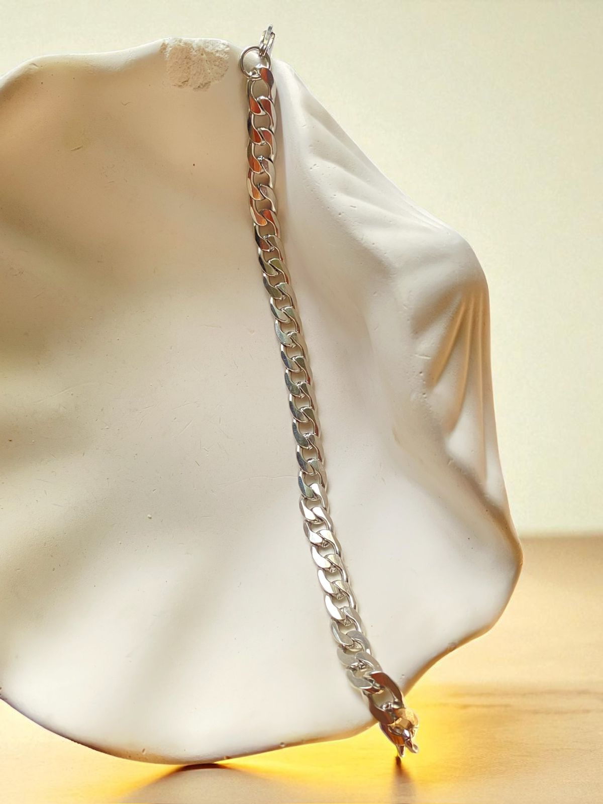 Classic Silver Curb Bracelet For Men (8.5 Inch)