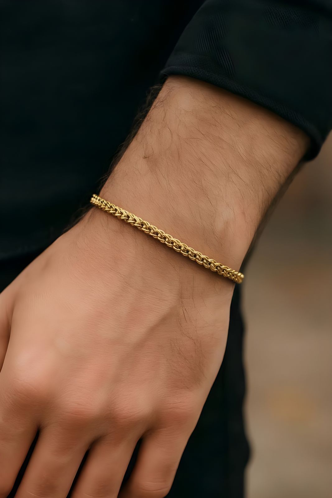 Gold Plated Chunky Link Bracelet For Men (9 Inch)