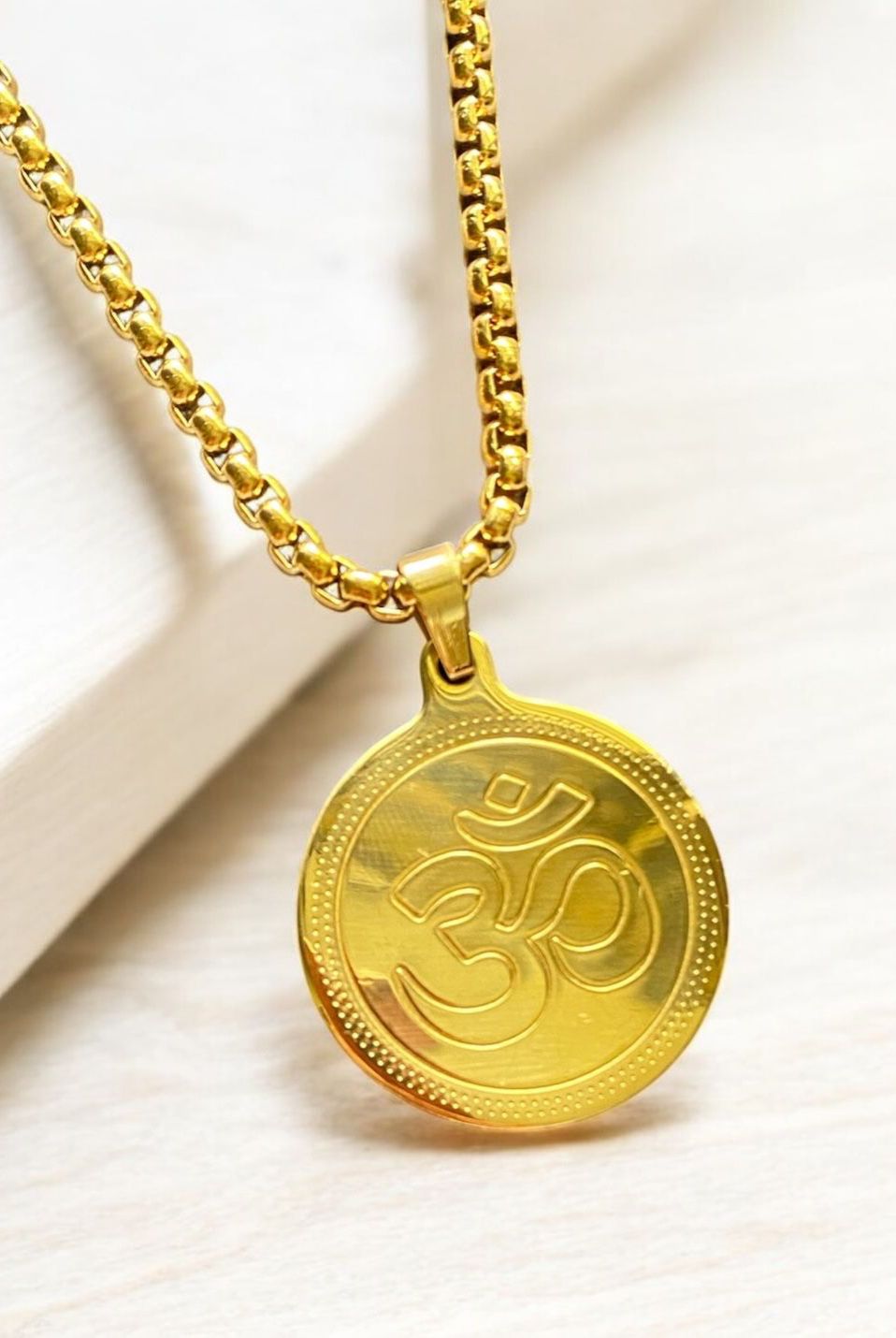 Om Pendant Gold Necklace Chain For Men (24 Inch)