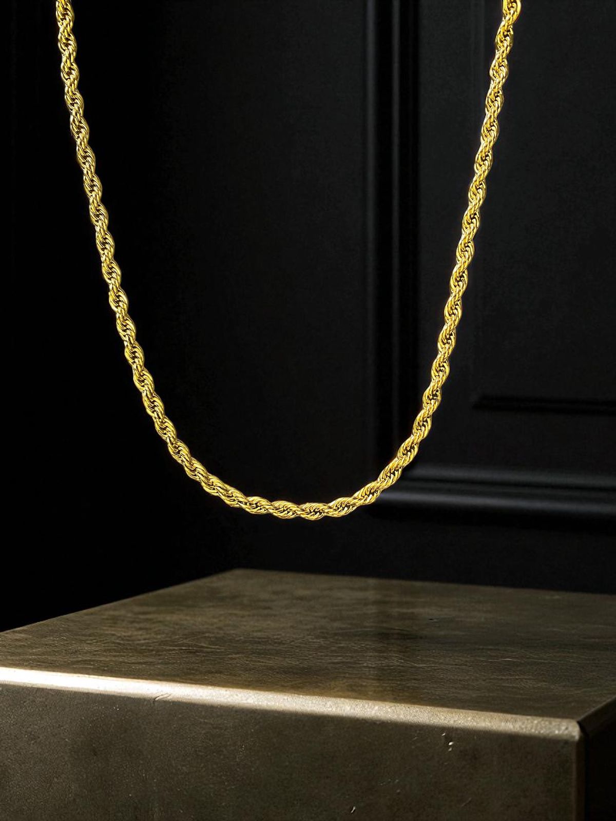 Gold Plated Rope Chain For Men (21.5 Inch)