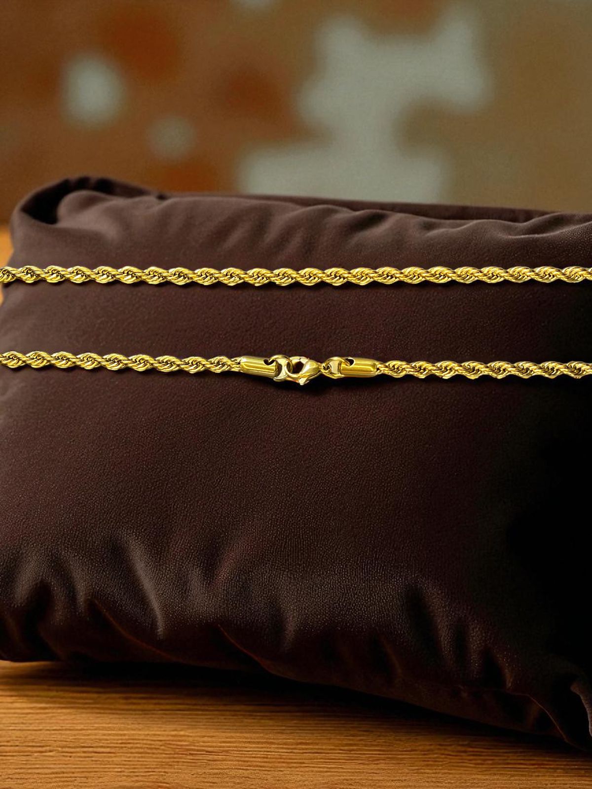 Gold Plated Rope Chain For Men (21.5 Inch)