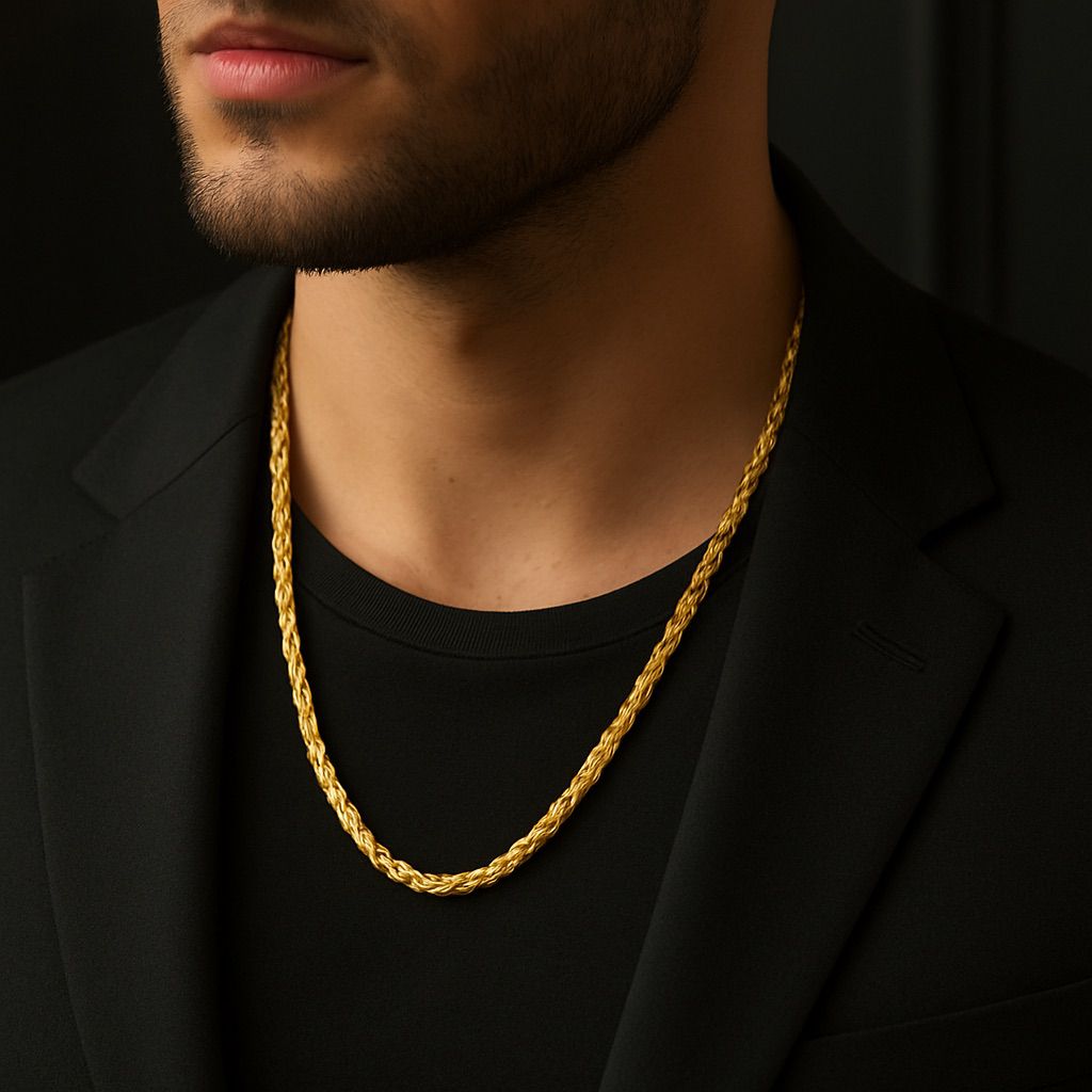 Gold Plated Rope Chain For Men (21.5 Inch)