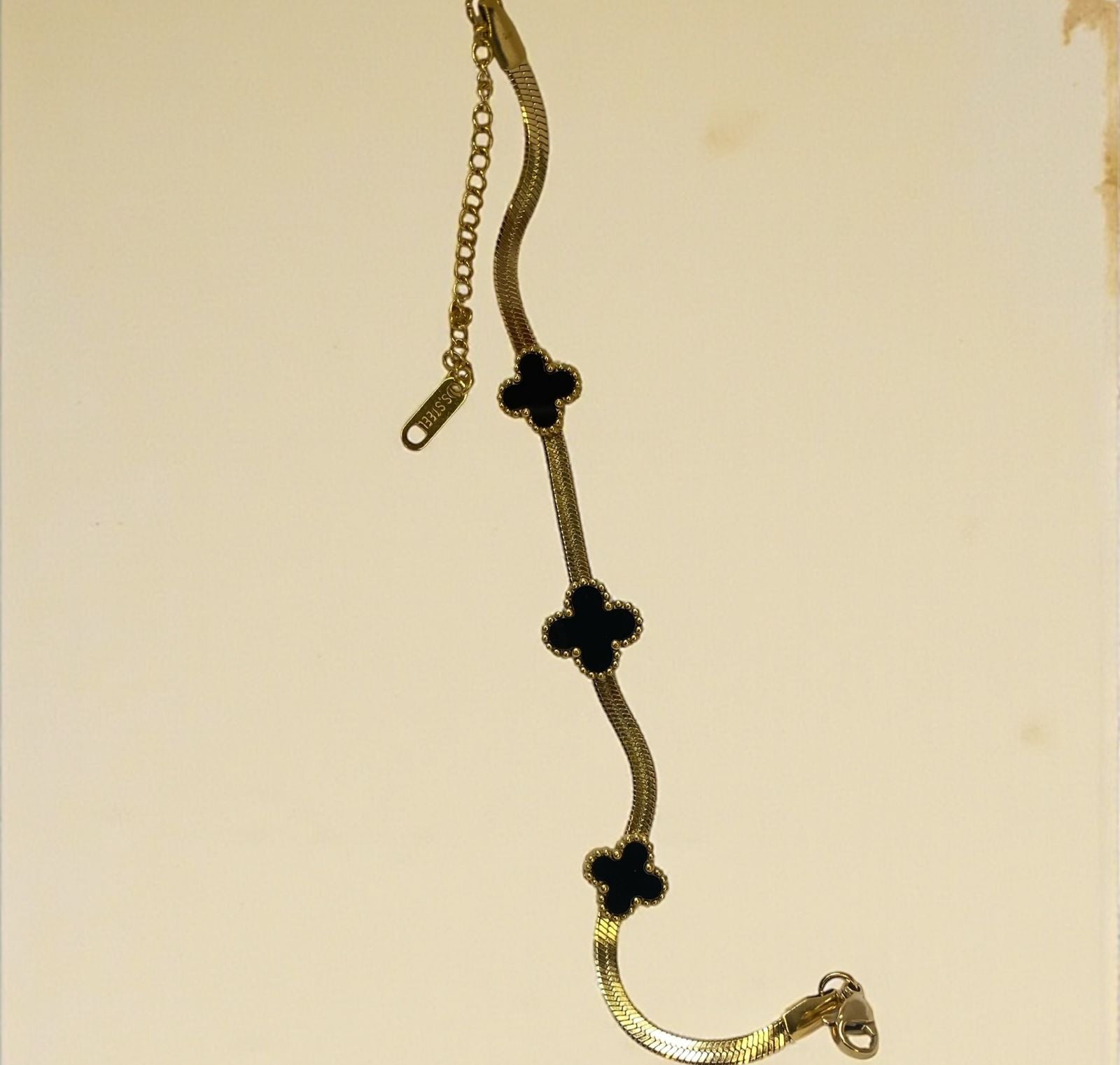 Midnight Clover Snake Chain Bracelet