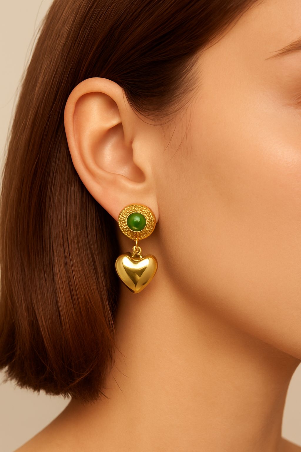 Emerald Heart Vintage Earrings