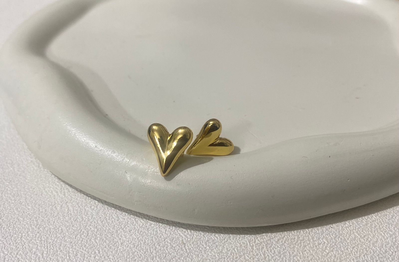 Puffy Heart Gold Stud Earrings