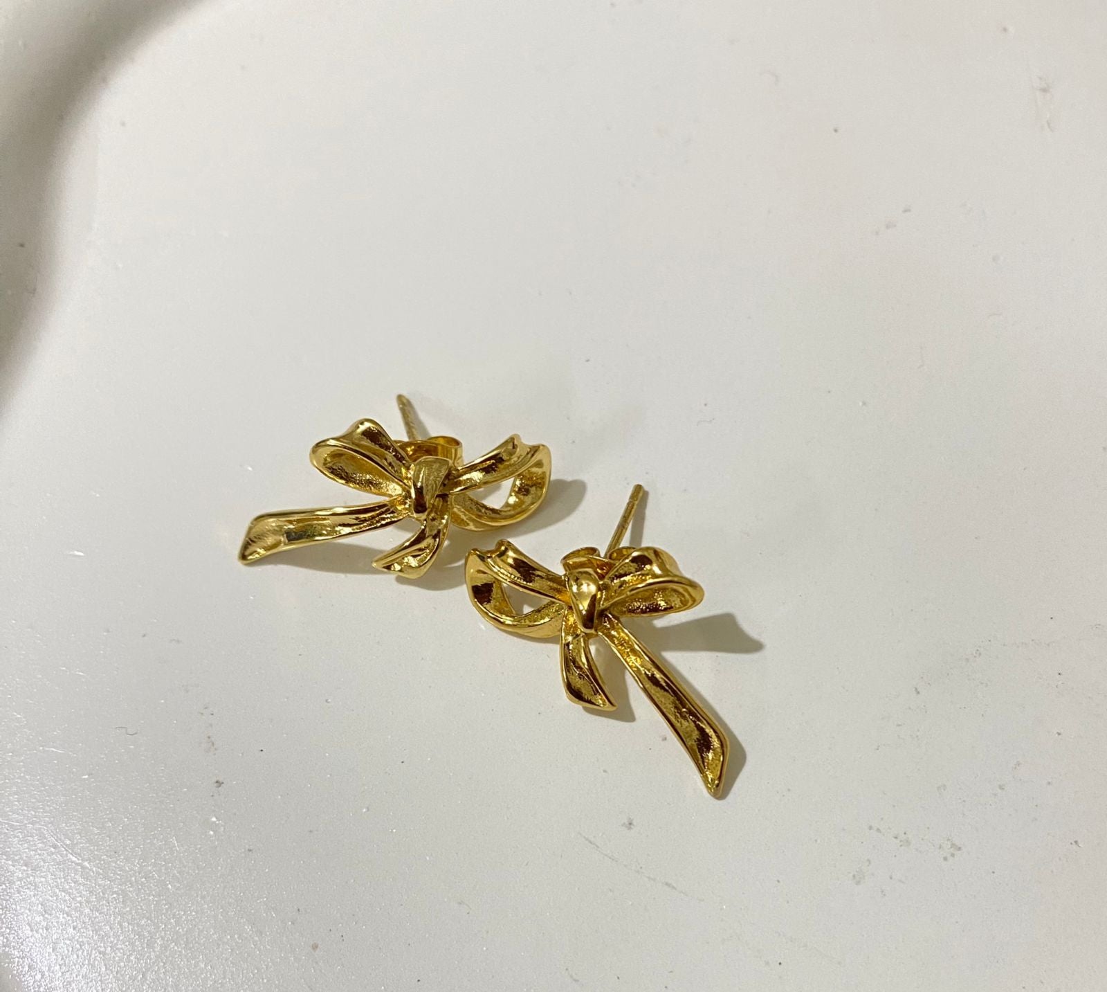 Golden Muse Bow Knot Gold Stud Earrings