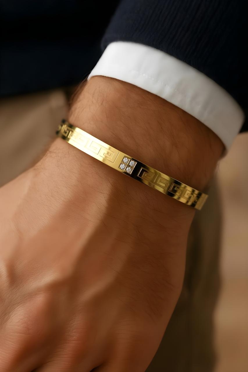 Regal Greek Key Gold Bracelet