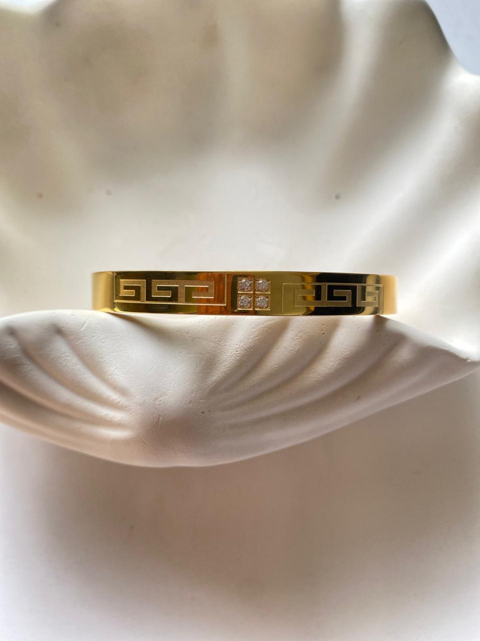 Regal Greek Key Gold Bracelet